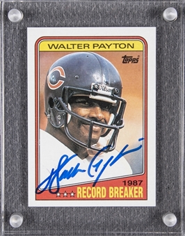 1988 Topps "1987 Record Breaker" #5 Walter Payton Signed Card (Beckett Pre Cert & Walter Payton Inc. COA) 